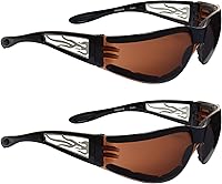 Vista 29 de Bikershades Motorcycle Sunglasses Foam Padded with Flame design for Men for women - Free Microfiber Cleaning Case Dragster