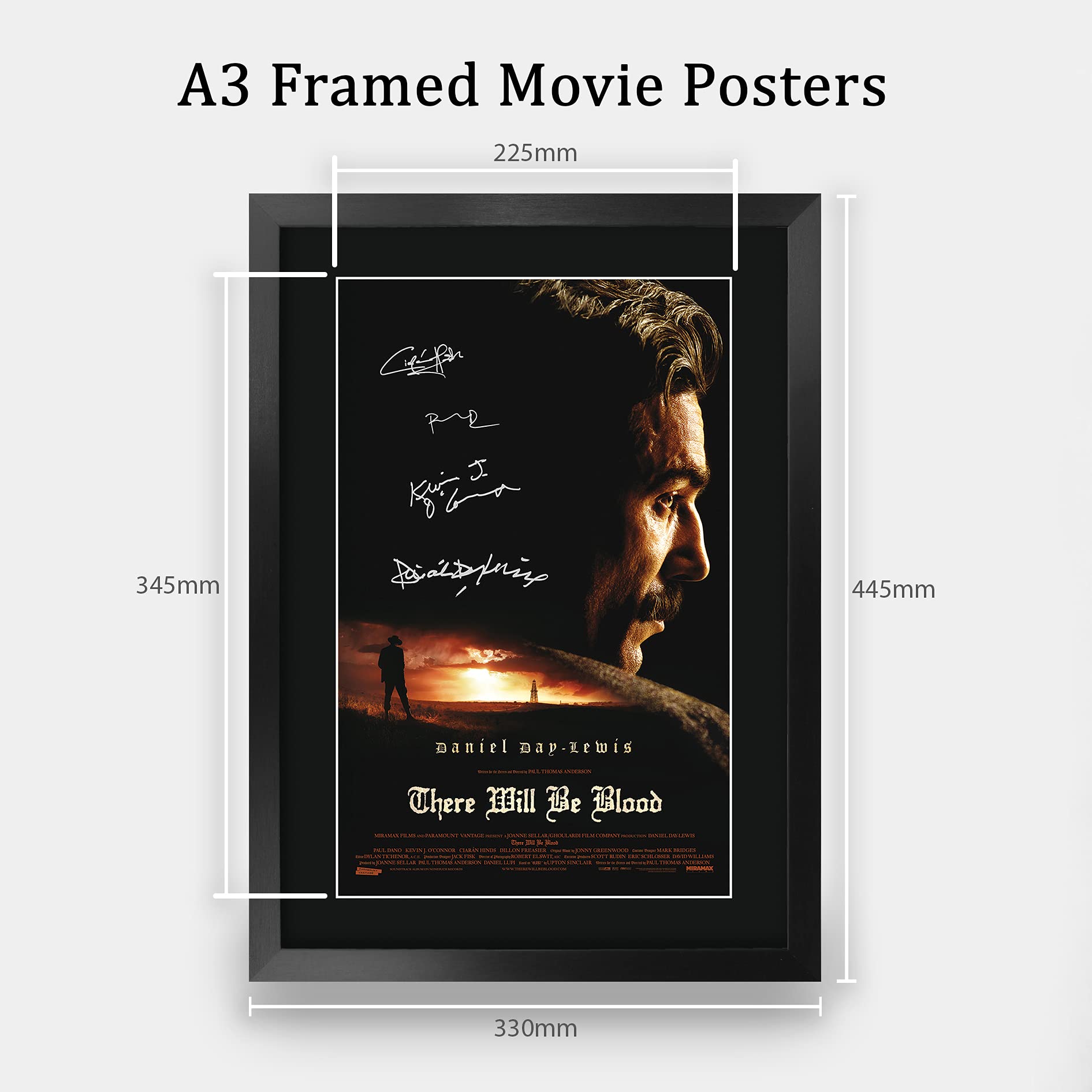 HWC Trading FR A3 There Will Be Blood Daniel Day-Lewis Geschenke Geduckter Poster Signiertes Autogramm Foto für Fans von Film Memorabilien - A3 Framed
