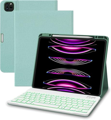 Funda de teclado para iPad Pro de 12.9 pulgadas, 4 generación 20205 generación 2021, soporte de carga de lápiz integrado, teclado magnético BT