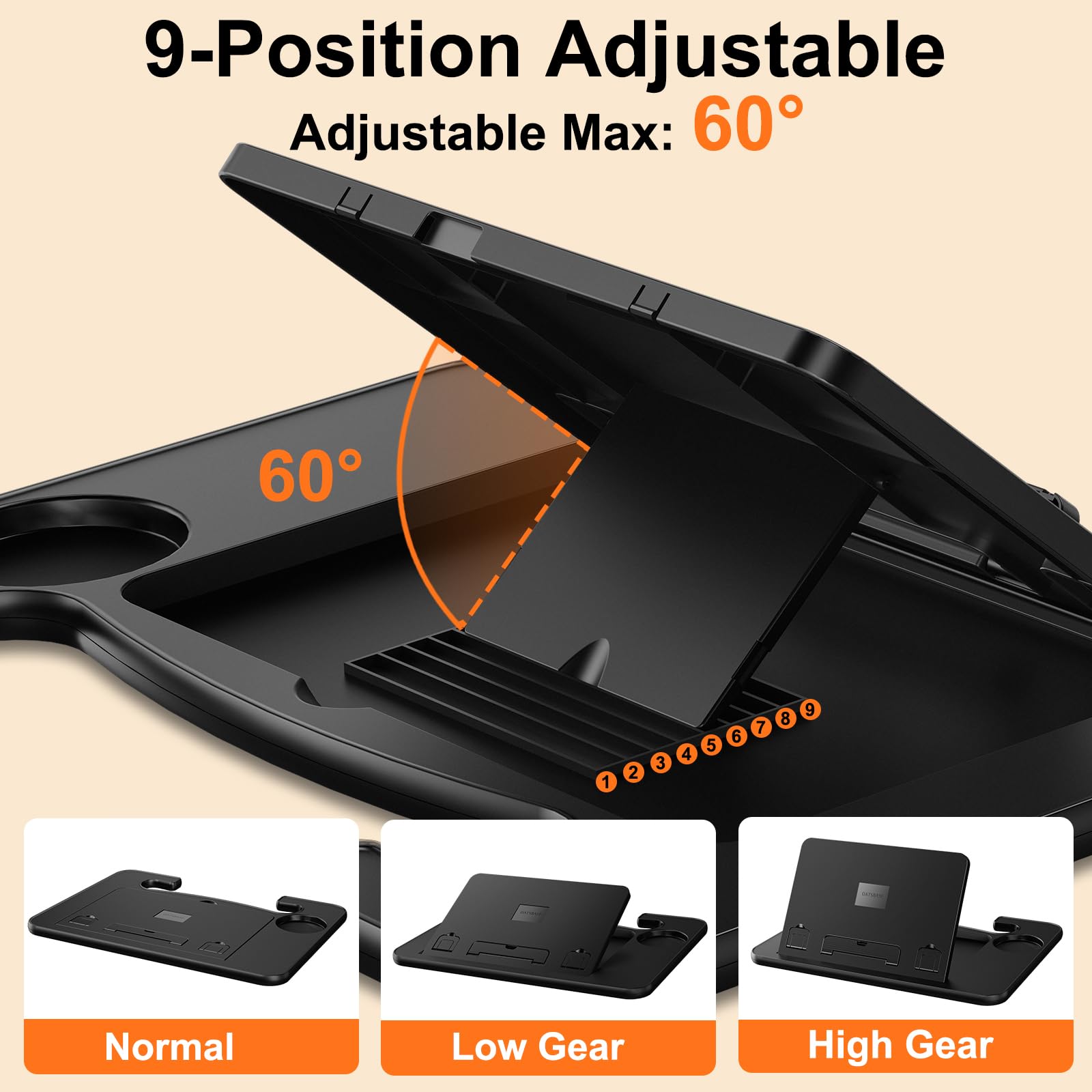 Tavolino per volante auto 3 in 1 per laptop, vassoio regolabile in altezza per conducente, vassoio per cibo per auto con portabevande, accessorio multiuso da viaggio per auto per lunghi