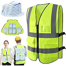 Upgrade Cooling Vest with 24pcs Gel Ice Pack - Adjustable Ice Safety Vest for Men Women High Visibility Reflective for Hot Weather Work