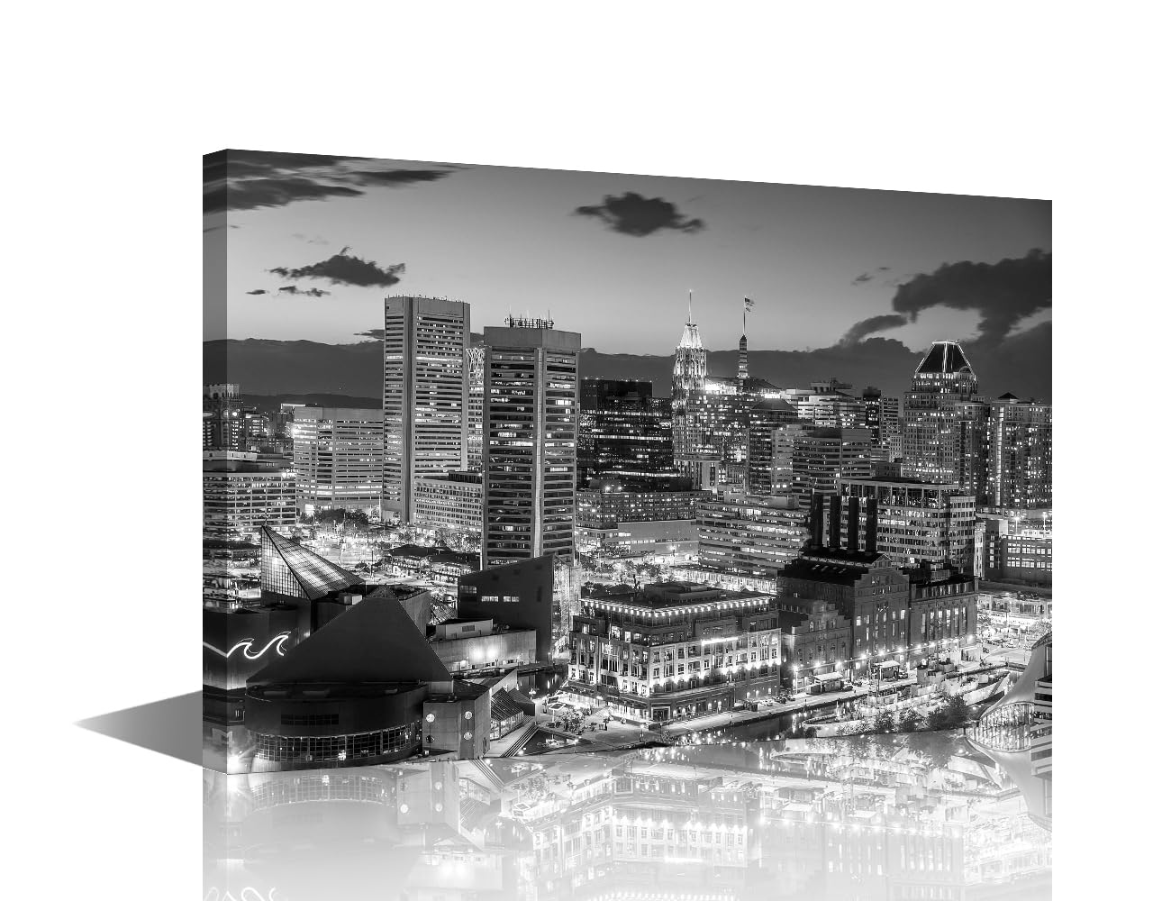 TISHIRON Baltiimore Cityscape Pictures for Bedroom USA Downtown City Wall Paintings 1 Piece Maryland Skyline Wall Art Modern Artwork Home Decor for Living Room Framed Ready to Hang 24x16 in