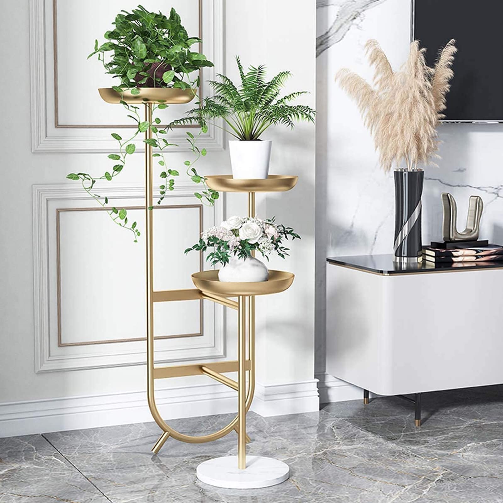 Support pour plantes en métal 80 cm pour sauver vos sols des taches de pots de fleurs