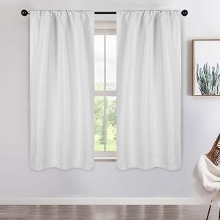 Superior Jaxon Semi Blackout Curtains - Modern Textured - 26" x 63" - Rod Pocket Header - Sun Blocking & Room Darkening Drapes for Bedroom, Living Room - Set of 2 Panels - Platinum