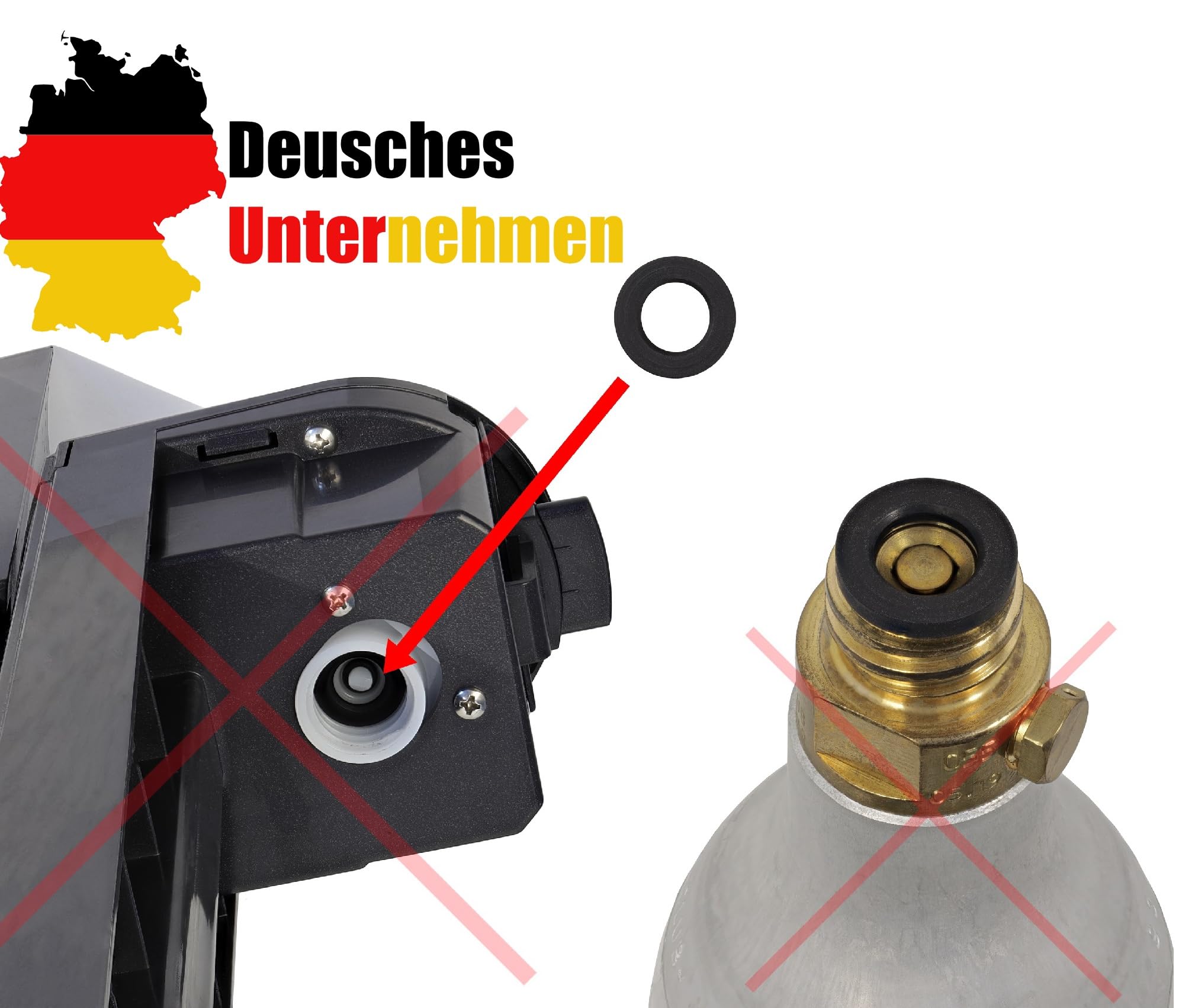 5 x uszczelka zamienna do cylindra C02, kompatybilna z Brita Sodastream Cystal Sodaclub Wassermaxx, MySodaPop Spudelino i wieloma innymi, Snapworld-Kaffee, D51(5X), czarny