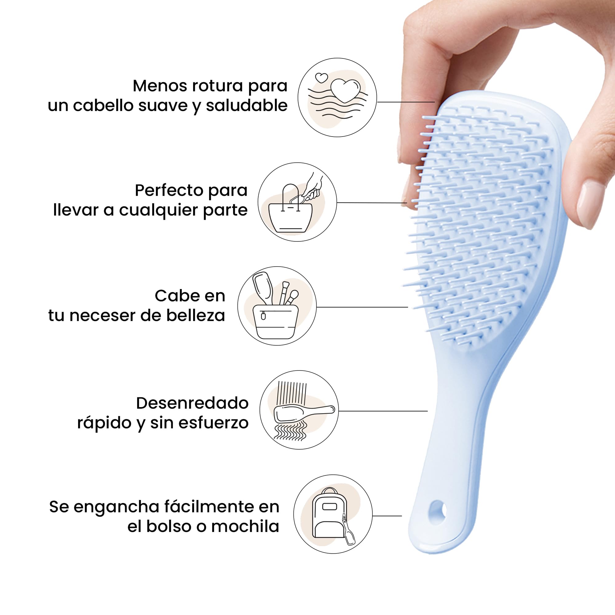 Tangle Teezer Mini Ultimate Detangler - Cepillo Desenredante Mini para Pelo Seco y Mojado - Apto para Todo Tipo de Cabello - Perfecto para Niños y Viajes - Lavanda