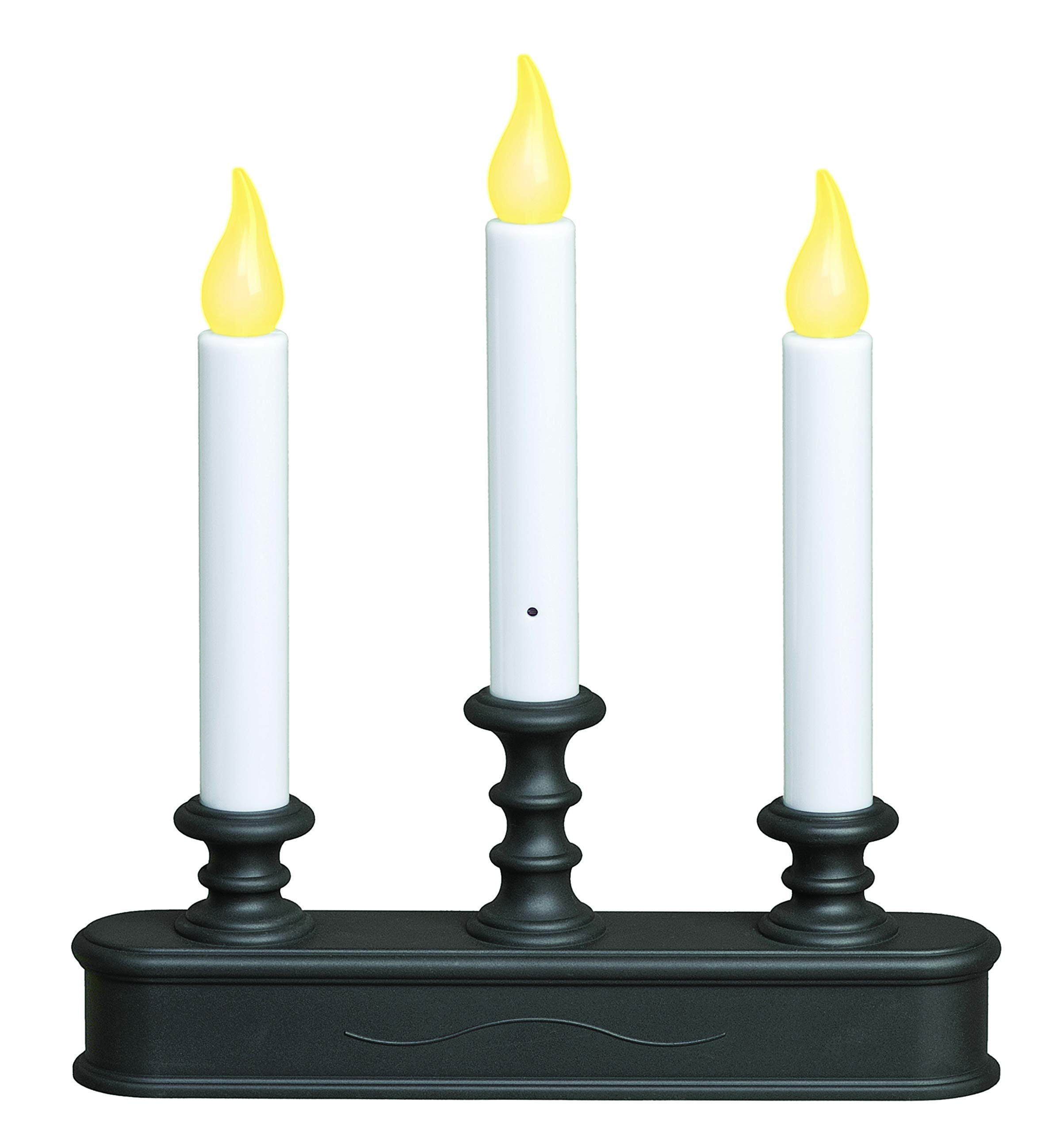 XODUS INNOVATIONS Battery Operated LED Dusk to Dawn 3-Tier Candelabra Window Candle with Amber Flicker Flame