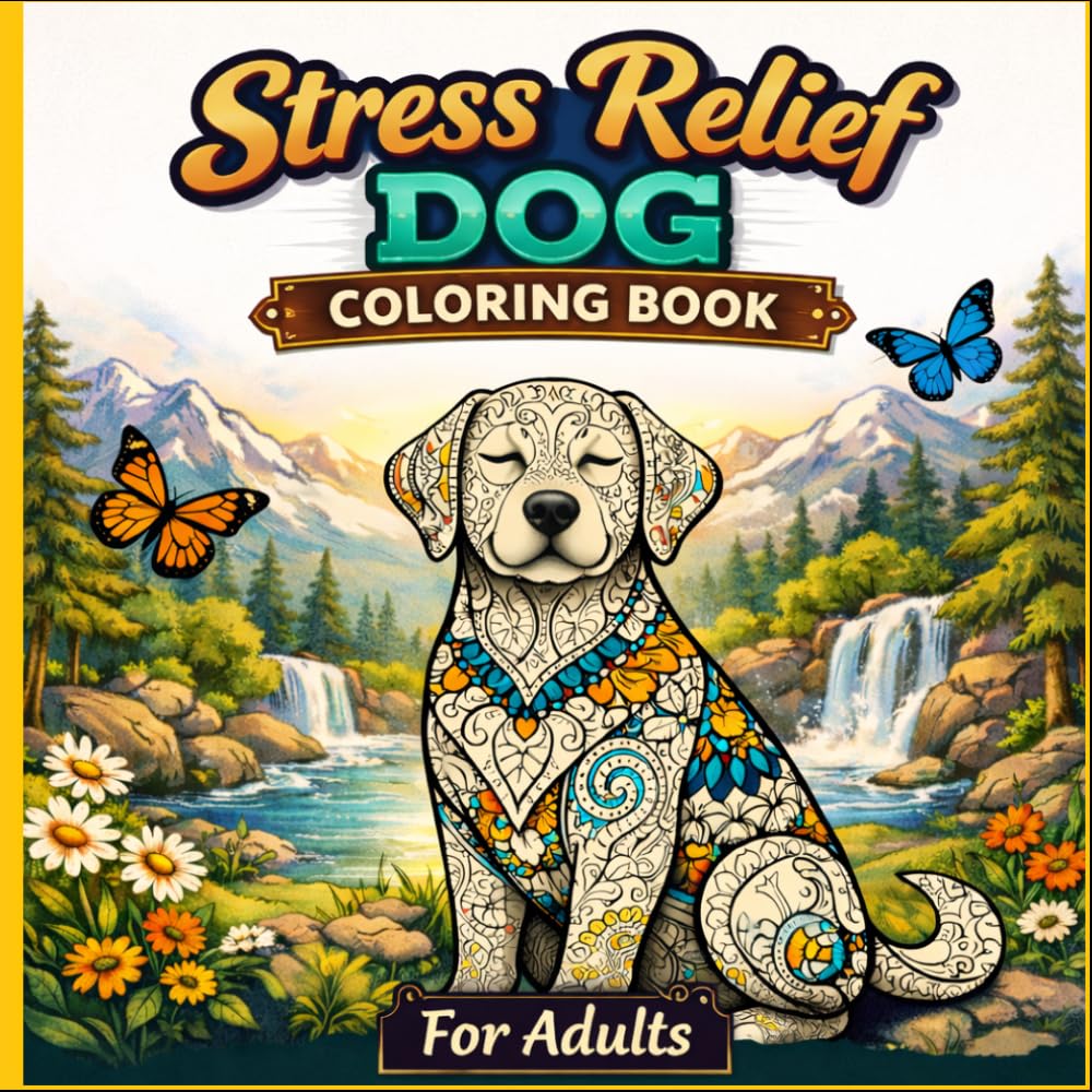 Stress Relief Dog Coloring Book for adults with Anxiety: Relax your mind, color your stress away, and find your inner peace