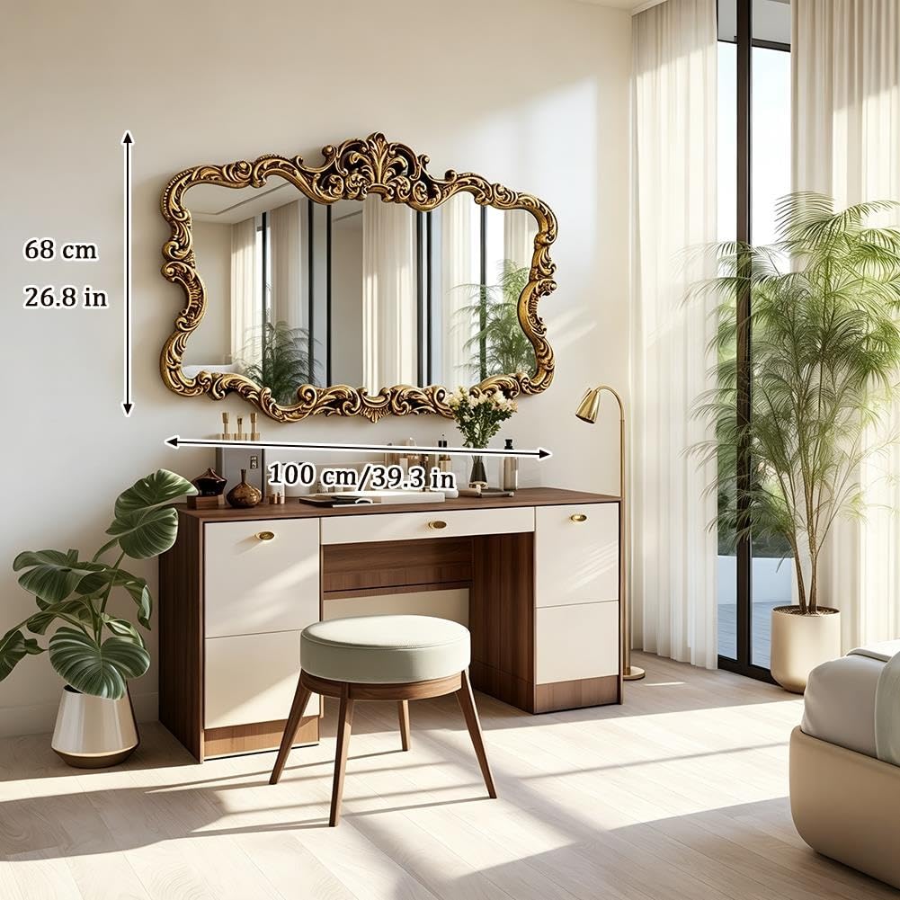 Vintage Wandspiegel in Gold, 68x100 cm Wanddeko Wohnzimmer für Wohnzimmer