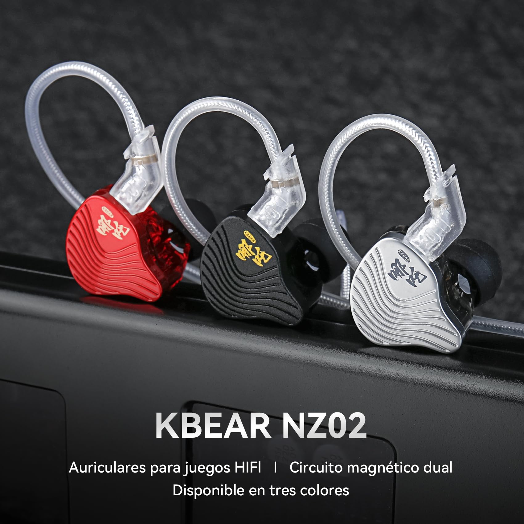 KBEAR NZ02 Auriculares con Cable Auriculares con micrófono para Juegos 1DD IEM Graves Profundos In Ear Monitors Jack 3,5mm compatibles con PC, PS5, Xbox, Switch y Smartphones