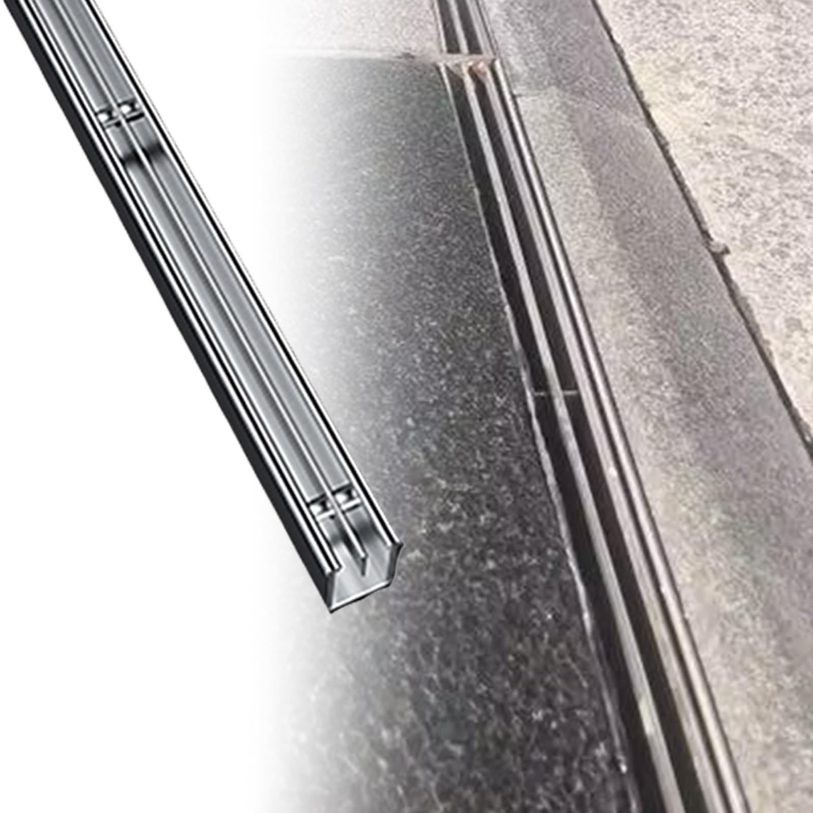 Canal de Drenaje ranurado Delgado - Sistema de canaleta empotrada de Acero Inoxidable para Patios Exteriores, garajes y Jardines.
