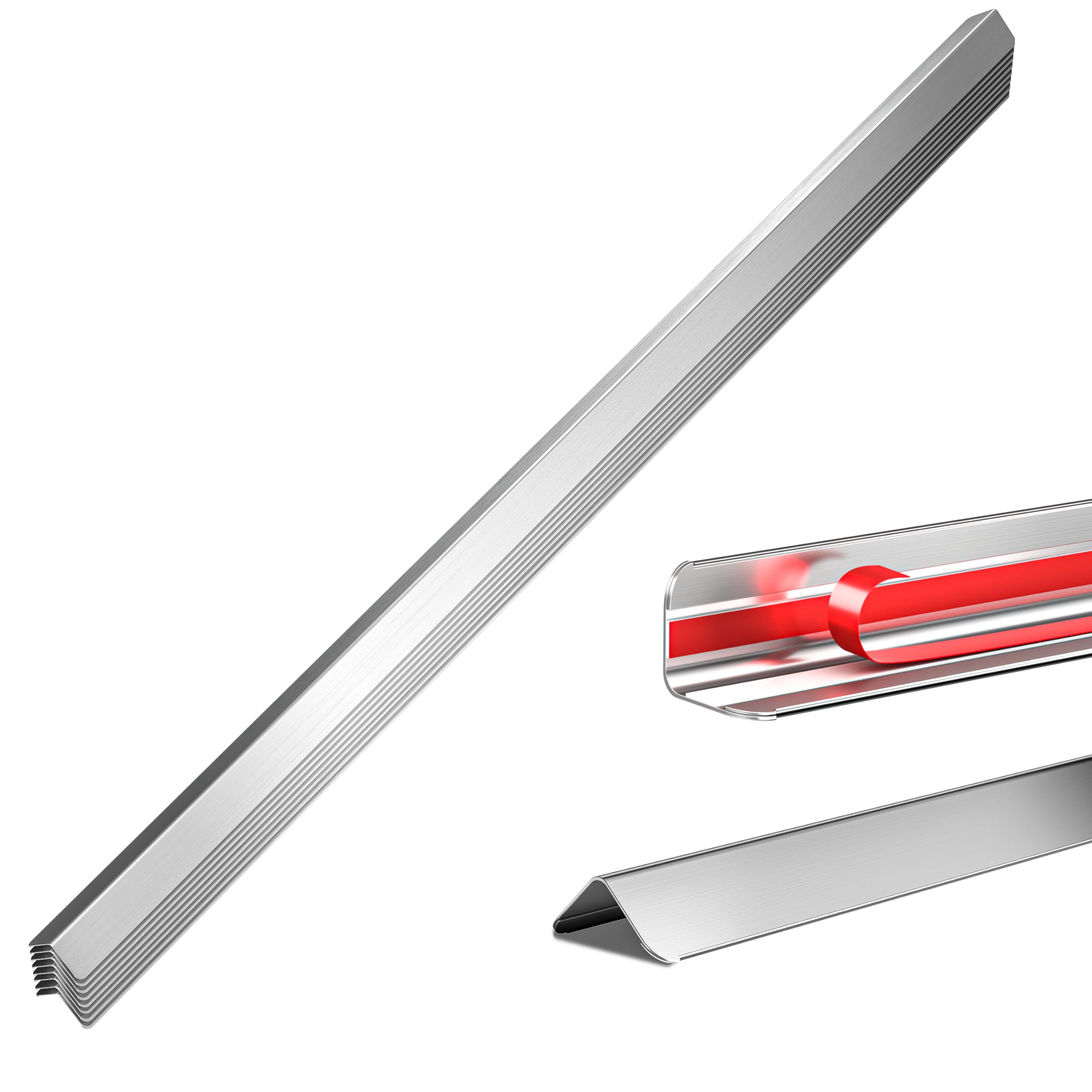 Photo 1 of 1.5x1.5x48 Inch 304 Stainless Steel Wall Corner Guards (10-Pack) Heavy Duty Rounded Corner Protector, Smooth Folded Edge Design for Wall Protection 90° Angle Metal Edge Guard Stainless Steel Slab