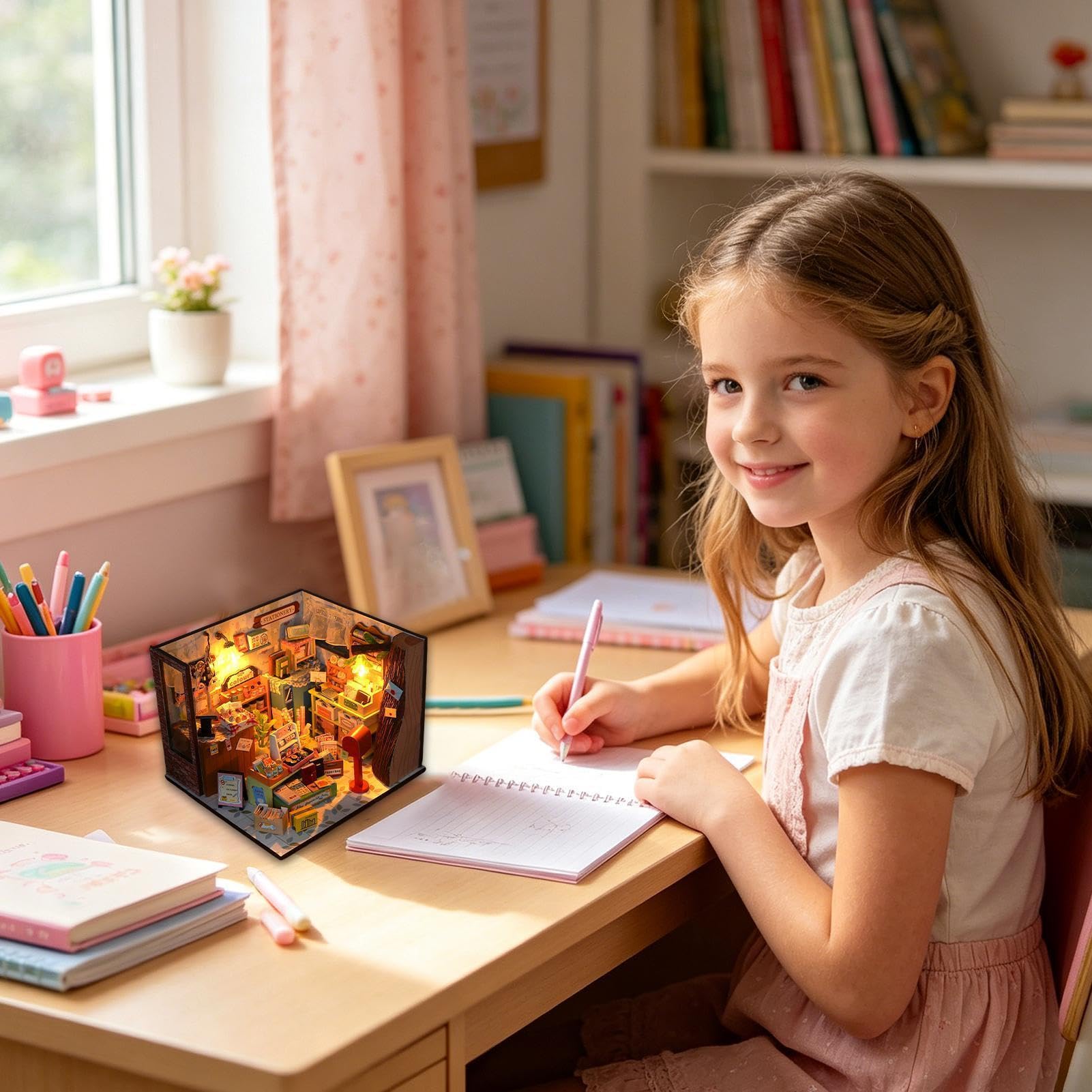 Kit fai da te per una casa in miniatura Giocattolo Di Costruzione Modellino | Mini Kit Casa Per la decorazione di scrivania, dormitorio, appartamento, libreria, soggiorno e abitazione.