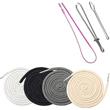 4Pcs Replacement Drawstring Cord with Three Easy Threaders, Round Cotton Drawstring for Pants Sweatpants Hoodies Jackets Shoes