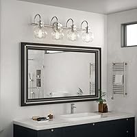 Vista 6 de 4-Light Bathroom Light Fixtures, Brushed Nickel Vanity Light, Farmhouse Wall Lights with Clear Glass Shade, Bathroom Wall Lamp for Mirror Kitchen