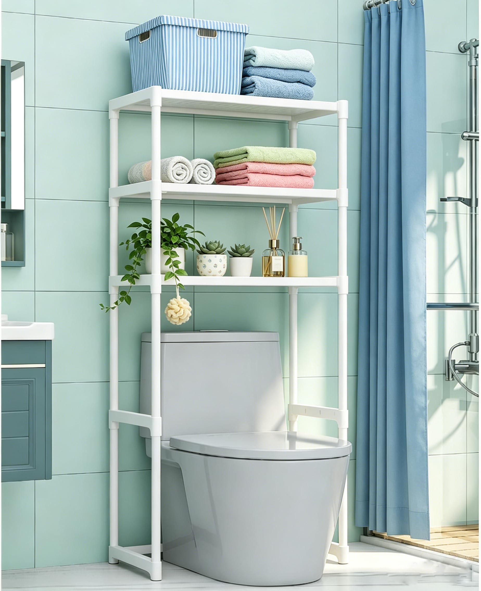 Photo 1 of Garvee 3 Tier Bathroom Over the Toilet Shelf, Freestanding Metal Over the Toilet Shelf Organizer, Space Saver Bathrooms Shelve for Restroom Laundry Balcony, Black