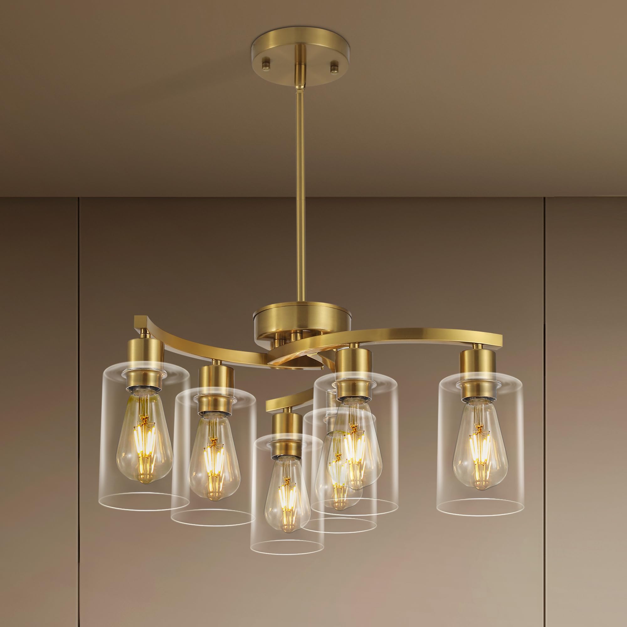 Photo 1 of Syltherra 6-Light Brushed Gold Pendant Light