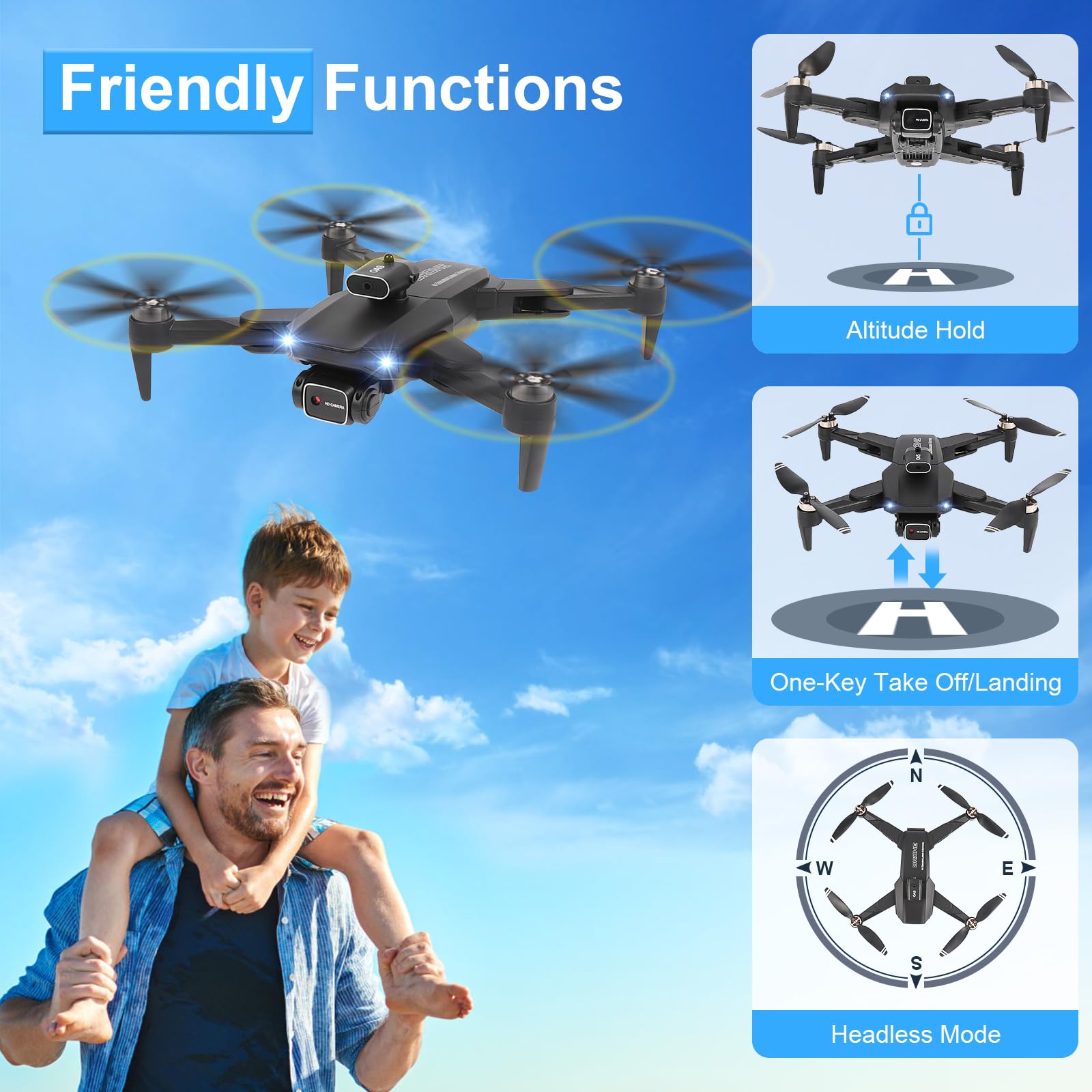 MARGAUX LONNBERG-Drone avec 2 Caméra Réglage électrique Caméra, 4K Mini