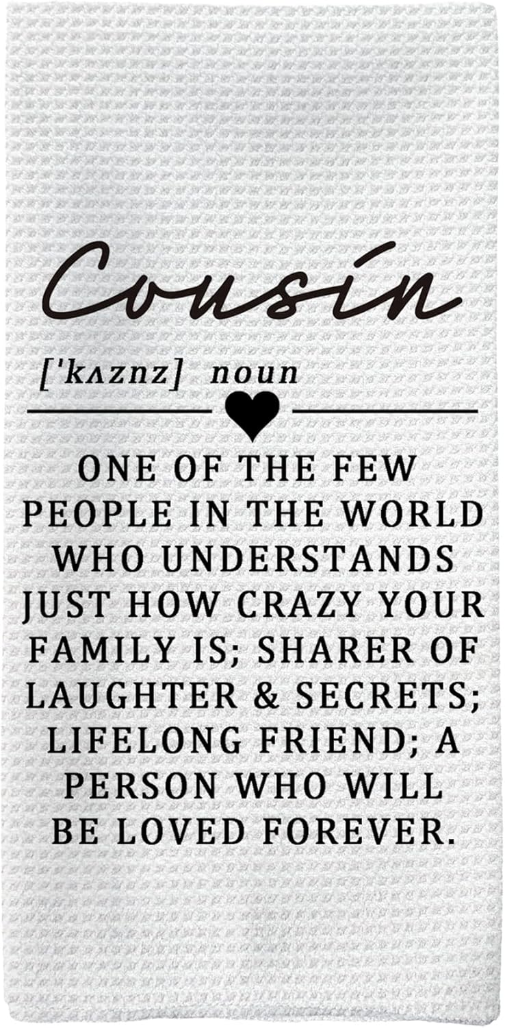 Cousin Gifts Kitchen Towels, Cousin Definition Hand Towels, CousinGifts for Women Men, Best CousinGifts Dish Towels Tea Towels for Kitchen, Gifts for Cousins Female Male, 16x24inch