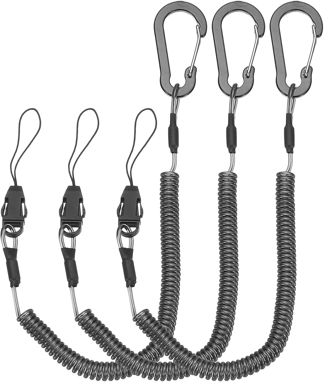 PATIKIL Coiled Lanyards with Buckle Retractable Safety Ring and Quick Release Detachable Buckle for Fishing Equipment