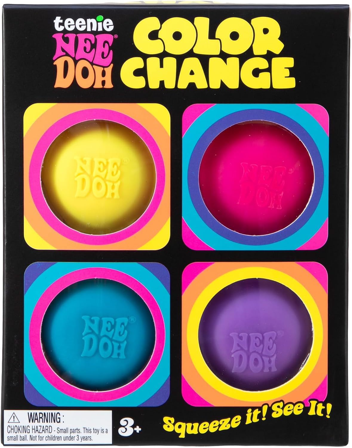 Schylling NeeDoh Teenie Color Change - Sensory Squeeze Toy - 4 Pack