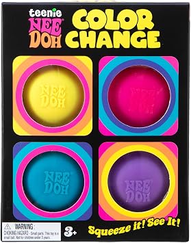 Schylling Needoh Teenie Color Change Needoh - Sensory Squeeze Toy - 4 Pack