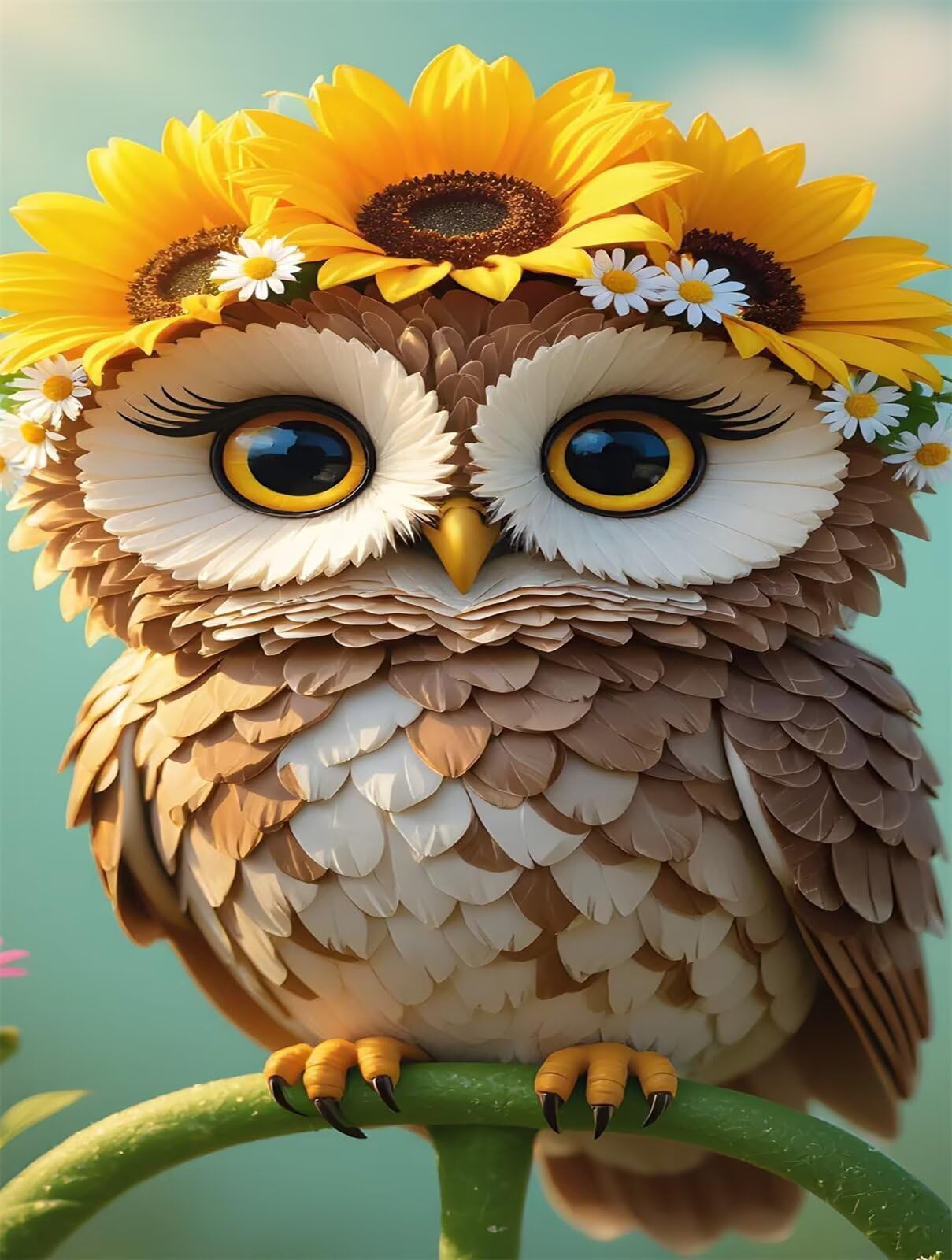 Puzzle 1200 Pezzi Gufo Girasoli Puzzle per Adulti, Difficile e Sfidante con Poster Idea Regalo per Appassionati Puzzle Classici