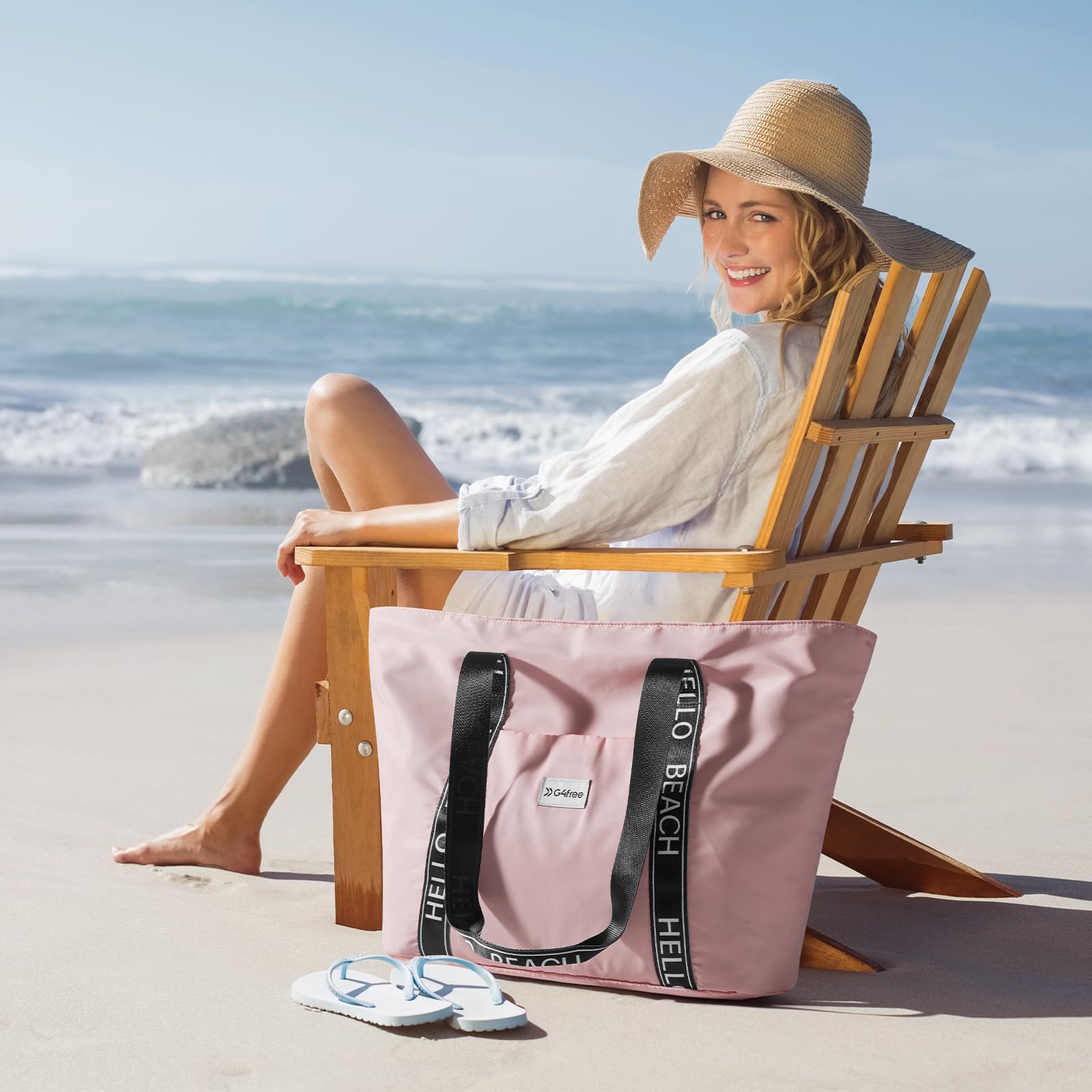 G4Free Bolsa de playa impermeable a prueba de arena bolsa de hombro bolsa de playa grande bolsa de deporte bolsa de compras para mujer
