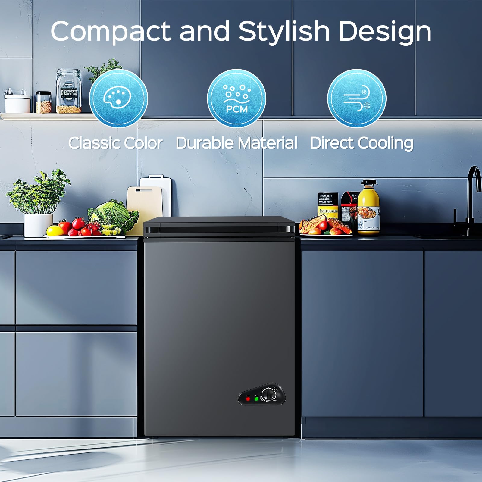 6.0 Cu.Ft Chest Freezer - Compact Deep Freezer With 2 Baskets, 7 Temp Settings For Garage, Apartment, RV