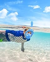 Vista 2 de QingSong Máscara de esnórquel para niños de cara completa, juego de esnórquel con soporte para cámara, plegable, vista panorámica de 180 grados