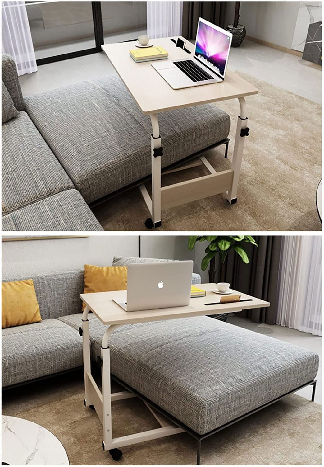 Stoliki przyłóżkowe Stoliki przyłóżkowe na kółkach, stolik nocny na laptopa Sofa z regulacją wysokości Stolik boczny Przenośne biurko do notebooka do czytania, jedzenia śniadań