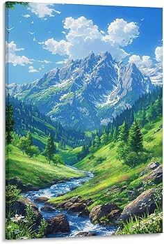 Amazon.co.jp: ポスター 山 自然 風水 絵 山の絵 緑の絵 玄関