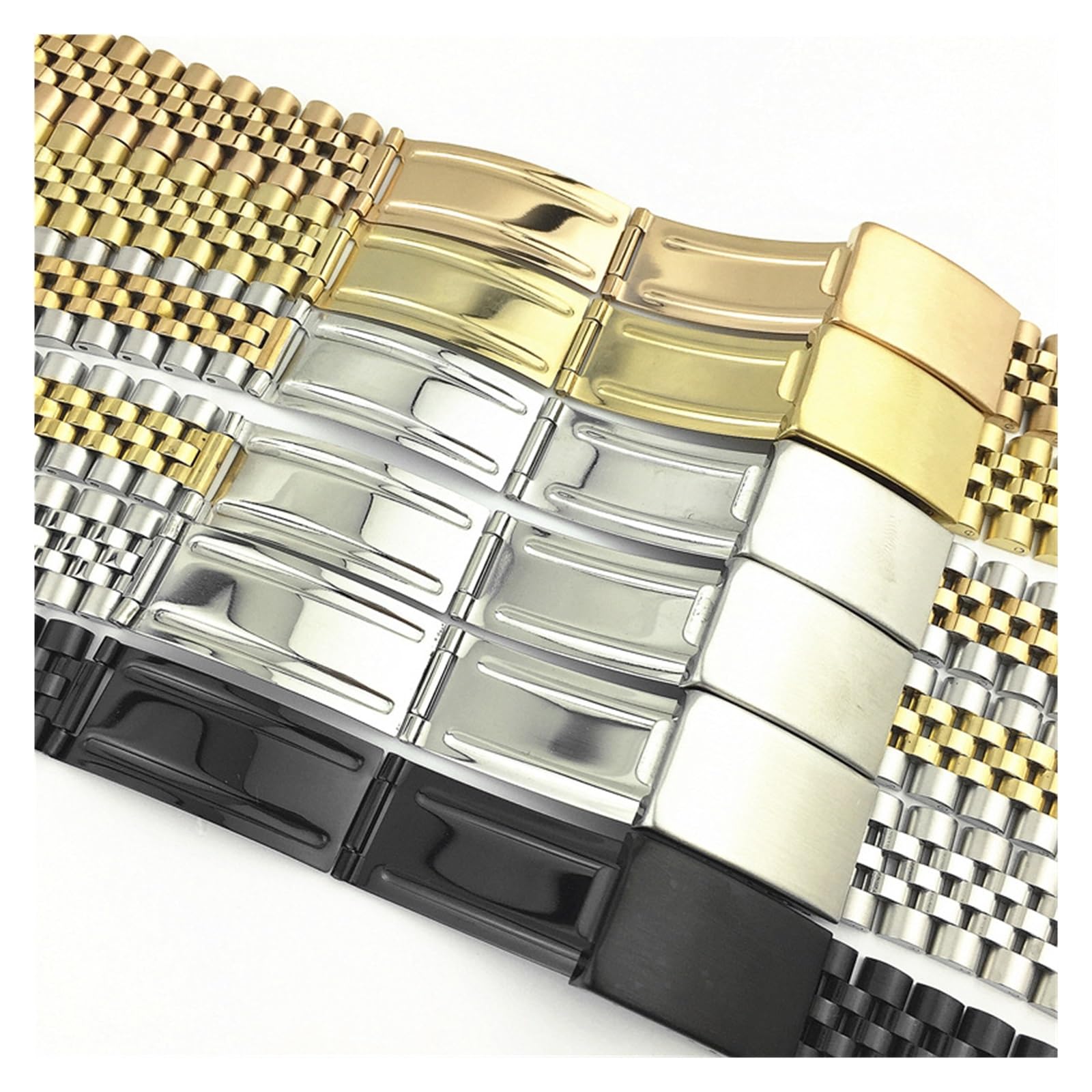 Pasek do zegarka z szybkozłączką, Zakrzywiony koniec paska do zegarka ze stali nierdzewnej 13 17 18 19 20 21 22mm 5 koralików solidny metalowy pasek do zegarka bransoletka na rękę żółw klamra W narzęd