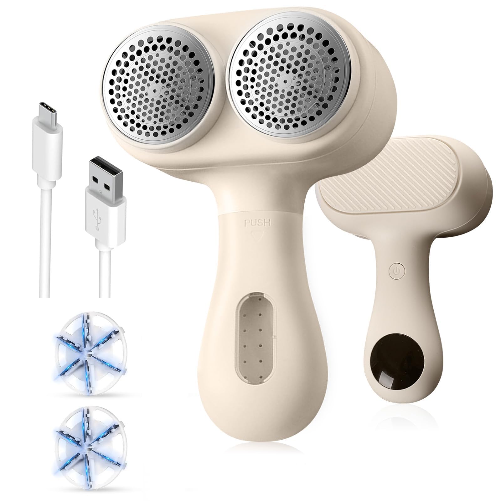 Fabric Shaver Rechargeable Lint Remover, Electric Lint Shaver with 3-Gears and 6-Blades, Sweater Shavers to Remove Pilling Trimmer, Large Fuzz Remover Sweater Defuzzer for Clothes Couch Furniture