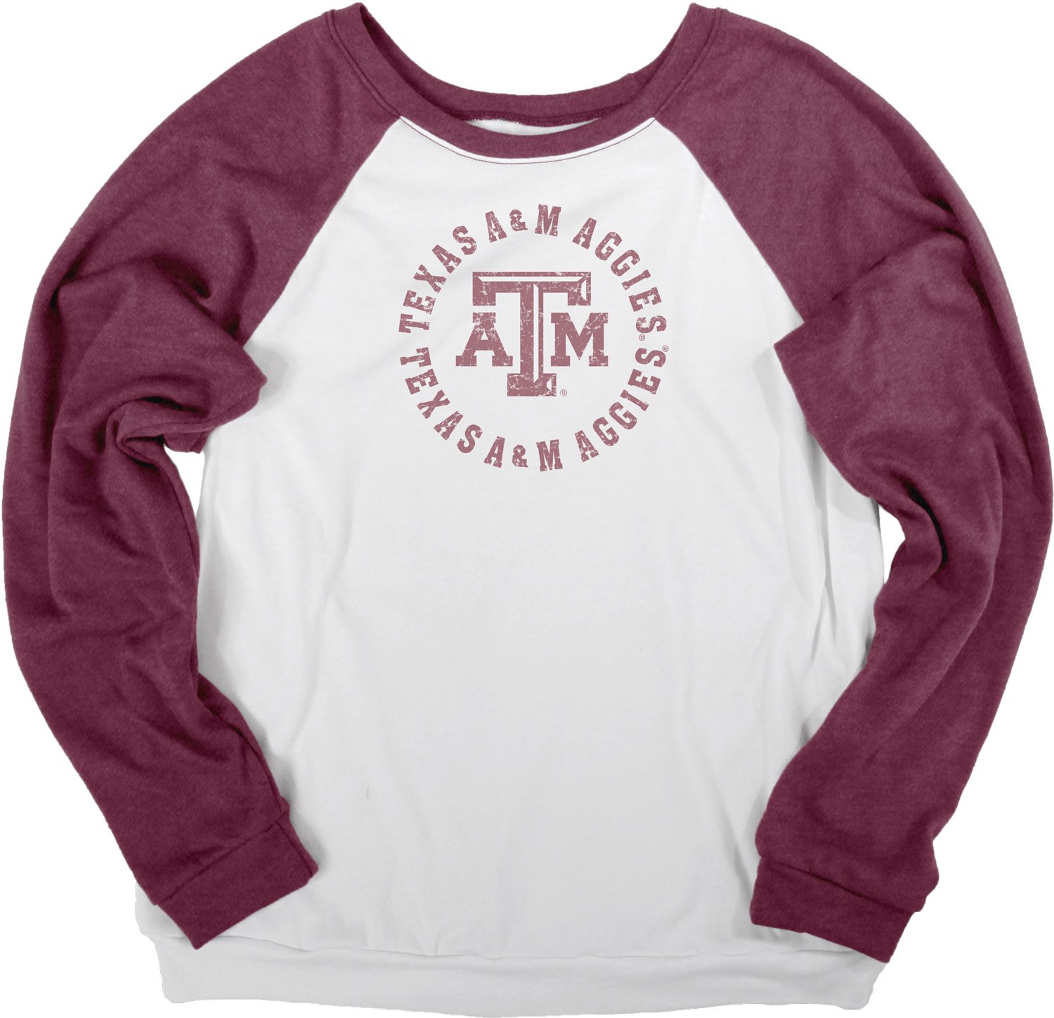 NCAA Texas A&M Aggies Women's Cozy Fleece Crew Shirt, X-Large, White/Maroon
