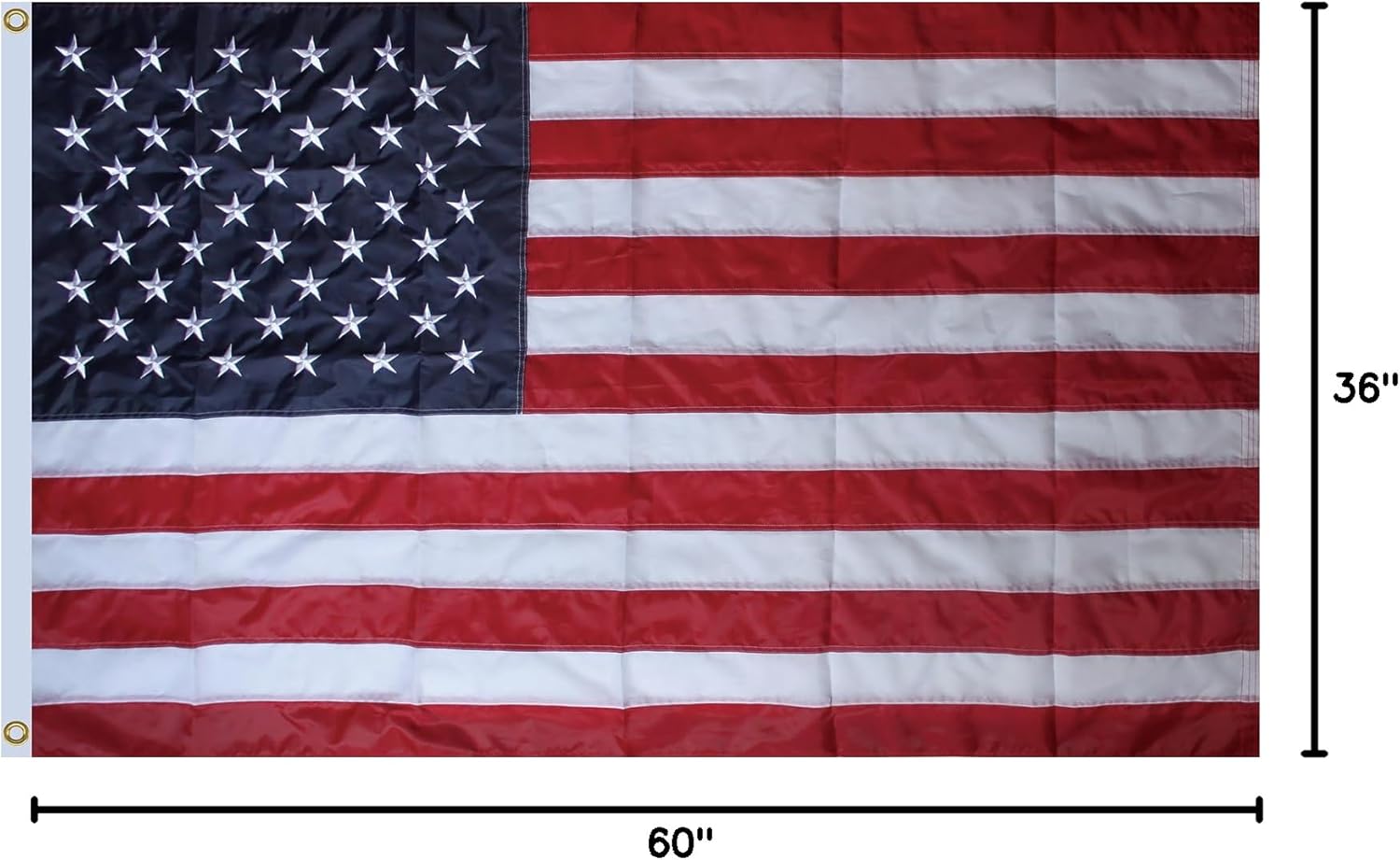 Patriotic Embroidered Outdoor USA House Flag - 60" x 36"