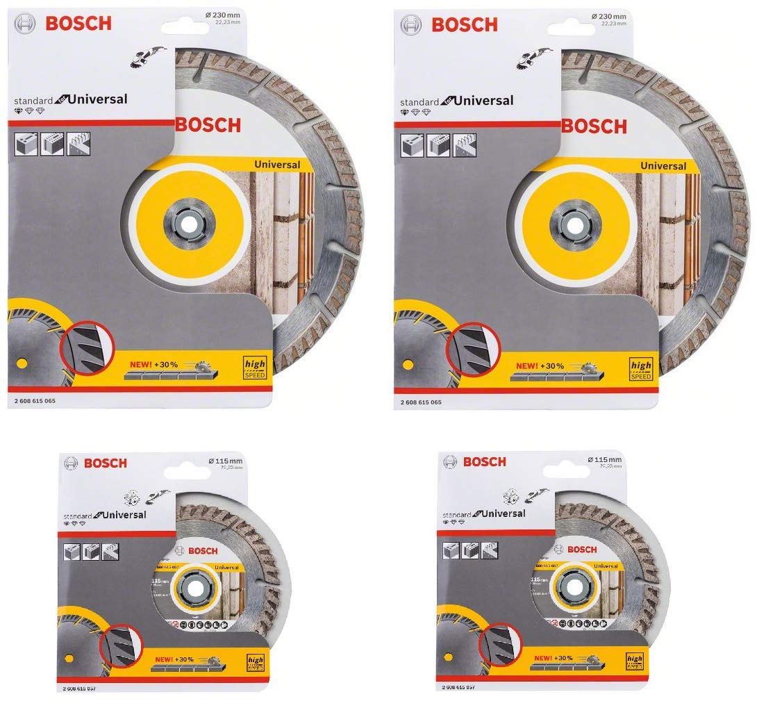 BOSCH PACK AHORRO 4 DISCOS DIAMANTE 2 x 230mm + 2 x 115mm STANDARD FOR UNIVERSAL