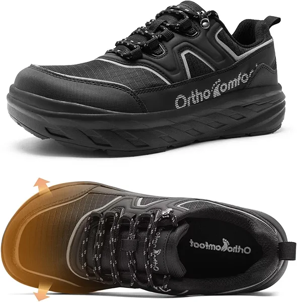 Men's Orthopedic Diabetic Walking Shoes: Wide Tox Box Comfortable Arch Support Plantar Fasciitis Orthotics Heel Spur Shoes, Swollen Feet Casual Fashion Sneakers for Foot and Heel Pain Relief