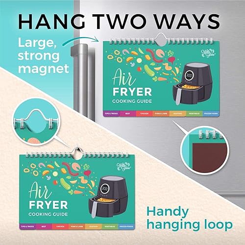 Miniatura 5 de Willa Flare Guía de referencia magnética para freidora de aire, guía de referencia para 80 alimentos, rotafolios y 6 calcomanías de vinilo | Freír
