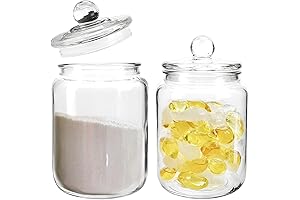 2 Pc Glass Containers for Laundry Room, 1/2 Gallon Glass Jars with Lids