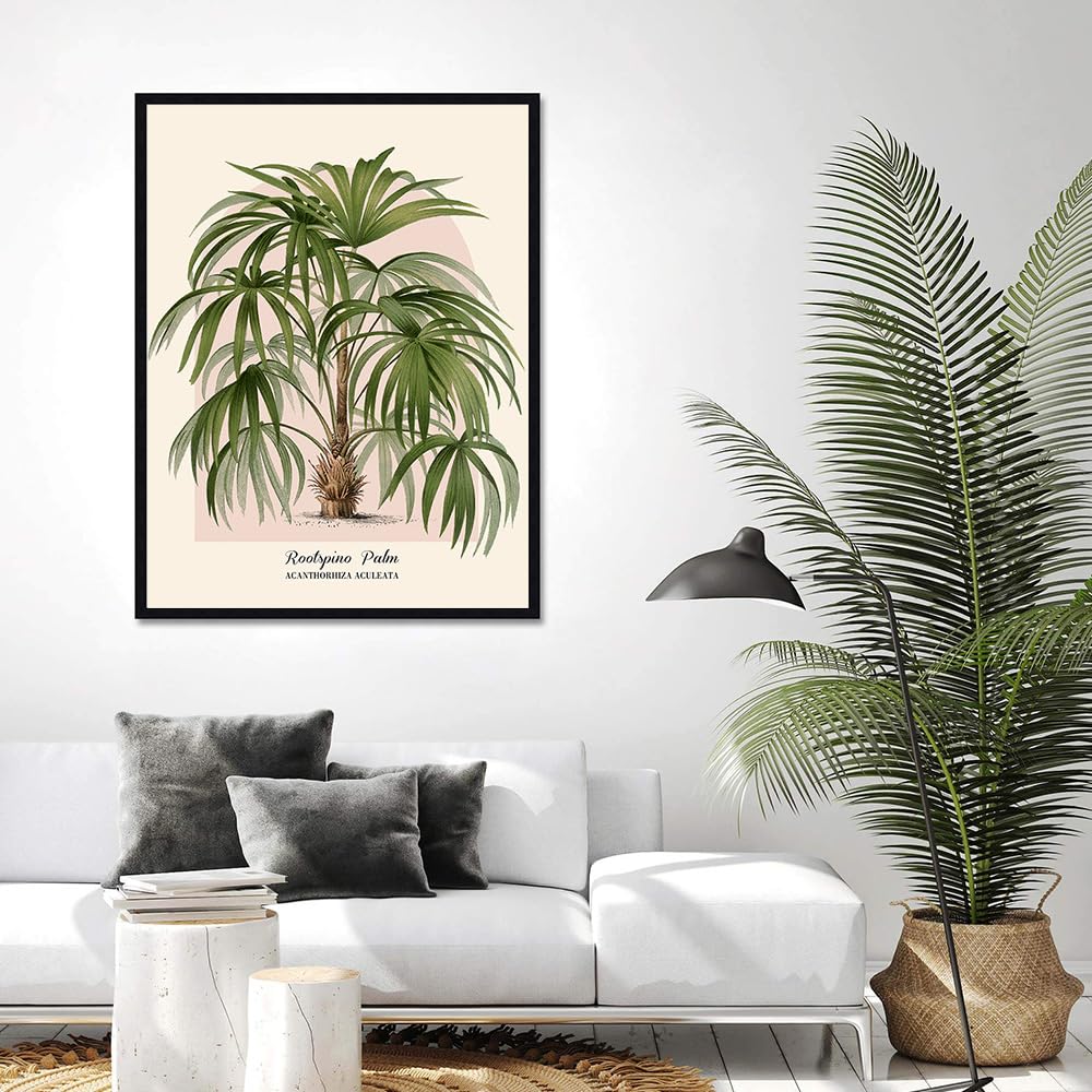 Vintage palma botaniczne wydruki ścienne, tropikalna roślina plakat na