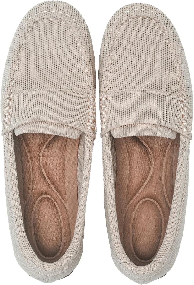 Dogese Women's Lightweight Knitted Loafers Casual Flat Shoes Comfortable Boat Shoes Flat Bottomed Breathable Shoes