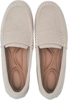 Dogese Women's Lightweight Knitted Loafers Casual Flat Shoes Comfortable Boat Shoes Flat Bottomed Breathable Shoes