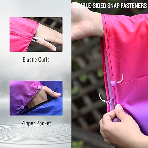 Miniatura 4 de SaphiRose Unisex Rain Poncho Raincoat Hooded for Adults Women with Pockets