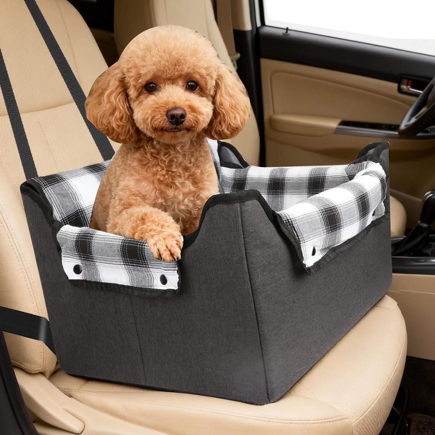 Dog Car Seats for Small Dogs,Foldable Pet Front Seat Dog Car Seat,Elevated Dogs Booster Truck Seat,Detachable and Washable Inner Lining,Reduces Anxiety & Road Trips,Up to 20lbs, Fits Front/Back Seats