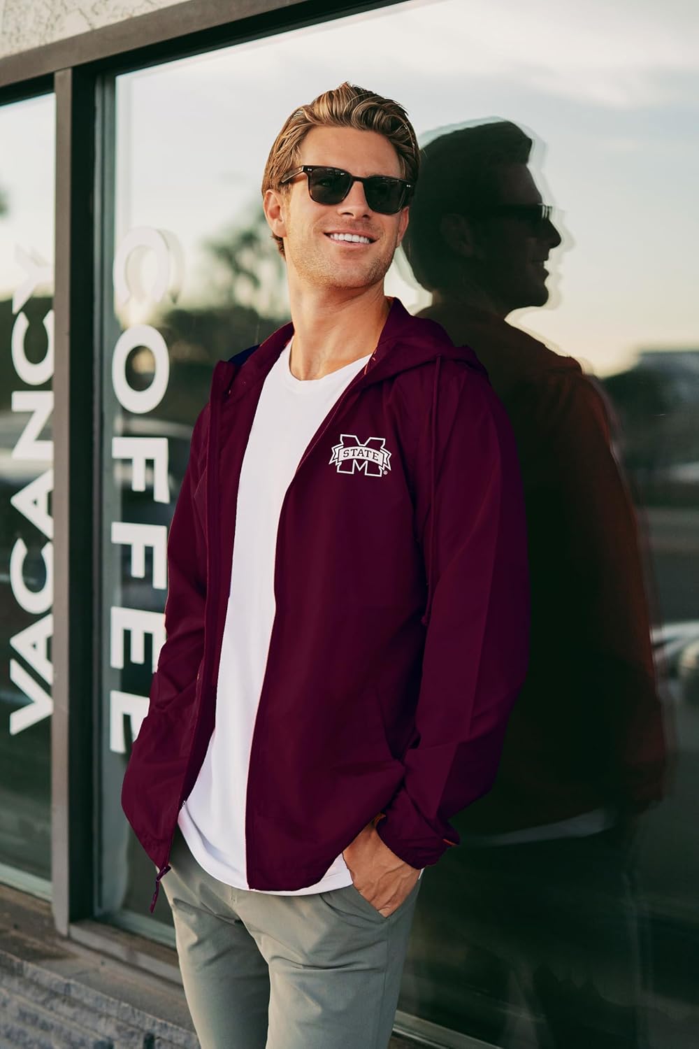 Sorority Letters Shop Mississippi State University Lightweight Windbreaker Jacket embroidered with MSU M