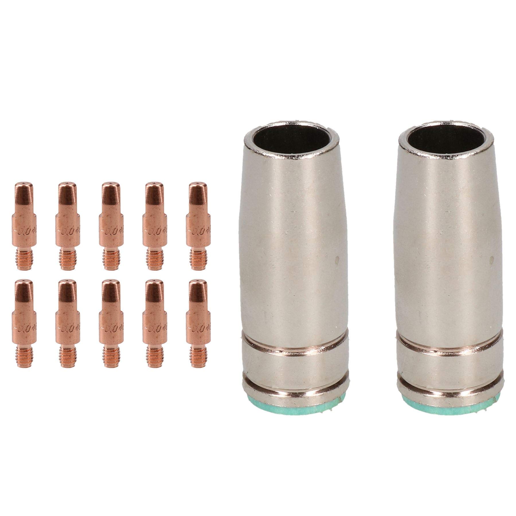 2 shroud & 10 x 1.0mm Contact Tips MIG Welding Binzel Style Euro Torch MB25