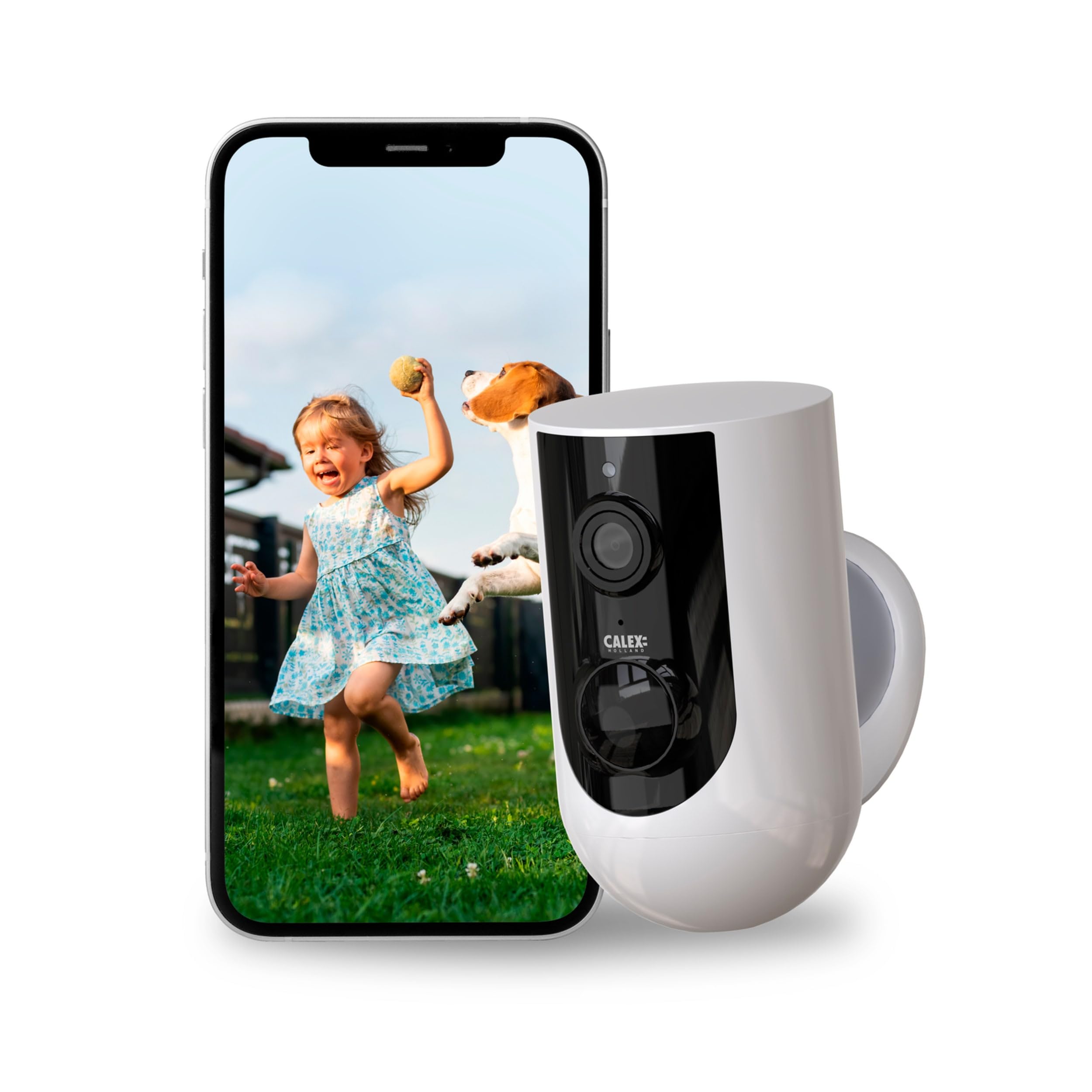 CALEX Smart Security Sicherheitskamera, Kabellose Akku-Kamera, 2K, WLAN, mit Bewegungserkennung, für Außenbereich