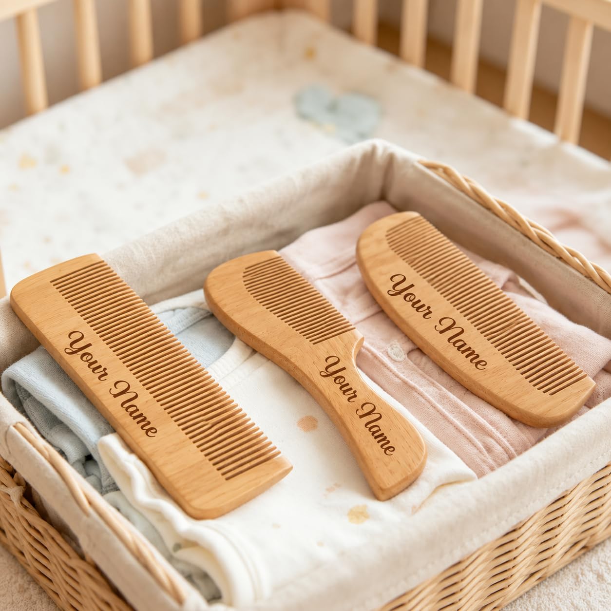 PRIMIT Personalized Wooden Hair Comb with Custom Name Engraving | Natural Wooden Wide & Fine Tooth Comb | Anti-Static Beard & Hair Comb | Gift for Women, Men, Kids-image-8