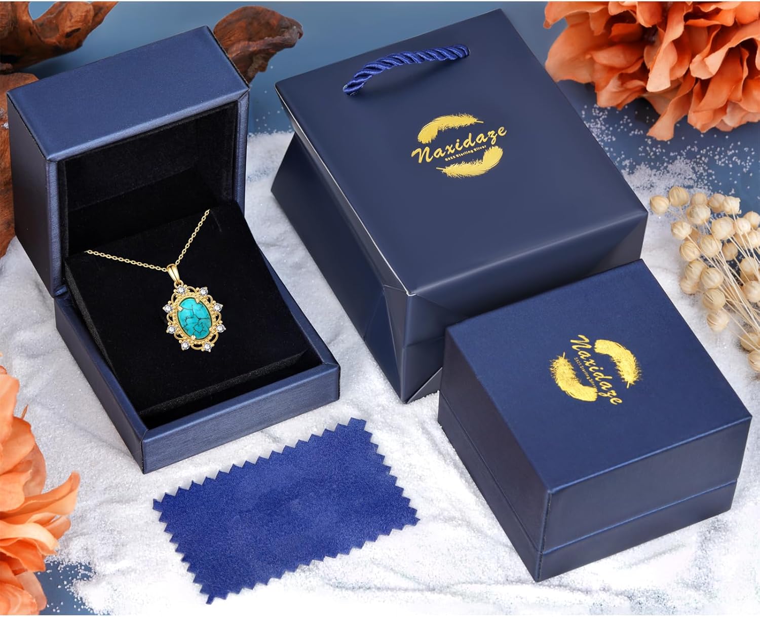 Genuine Turquoise Necklaces for Women 925 Sterling Silver Turquoise Necklace Vintage Western Nature Gemstone Real Turquoise Jewelry for Women - Image 2